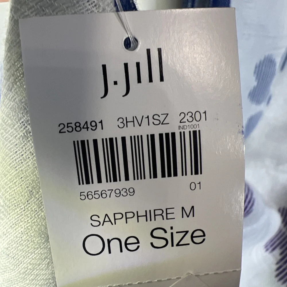 J.jill Striped Flower Scarf In Sapphire Multi Wrap Shawl Cottage Romantic Boho